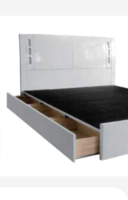 QUEEN SIZE- (MERCI WHITE- 1)- WOOD BED FRAME - WITH DRAWERS- WITH LIGHTS