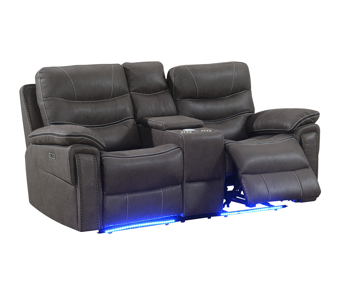 (MORGAN GREY SLC)- LEATHER POWER RECLINER 3 PC. SOFA SET- TEXT OR WHATSAPP 416 319 8851 FOR STOCK AVAILABILITY BEFORE PAYING