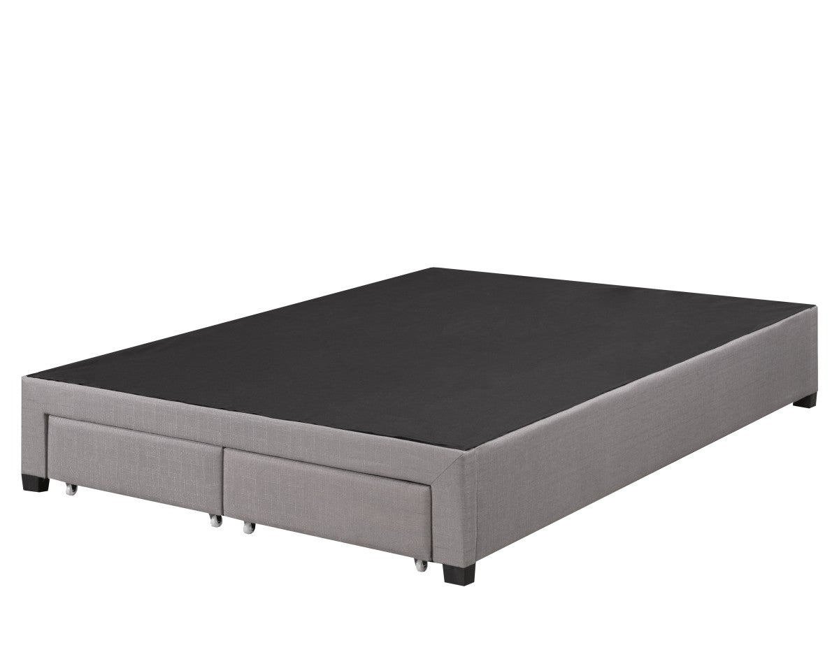DOUBLE (FULL) SIZE- (BRADLEY 151156 GREY)- FABRIC PLATFORM STORAGE BED FRAME- WITH FOOTBOARD DRAWERS- WITH SLATS