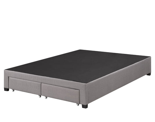 DOUBLE (FULL) SIZE- (BRADLEY 151156 GREY)- FABRIC PLATFORM STORAGE BED FRAME- WITH FOOTBOARD DRAWERS- WITH SLATS
