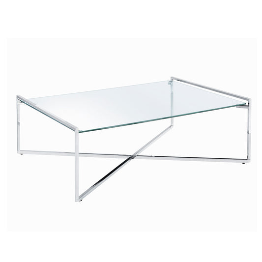 (PORTO RECTANGLE CHROME- 1)- GLASS COFFEE TABLE