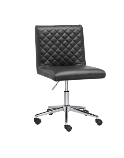 (QUILTED BLACK)- LEATHER COMPUTER CHAIR