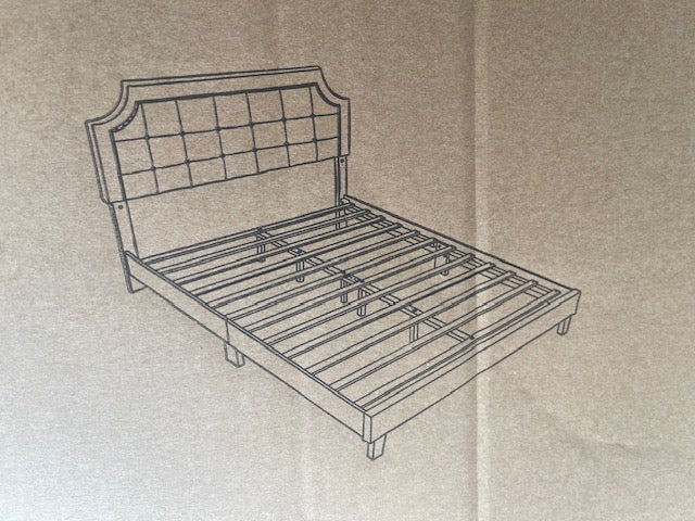 Raayan Frame QUEEN SIZE- (rayan BEIGE)- FABRIC- BUTTON TUFTED- BED FRAME- WITH SLAT ...