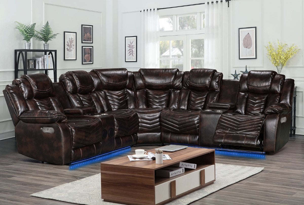(RICK BROWN)- AIR LEATHER RECLINER SECTIONAL SOFA
