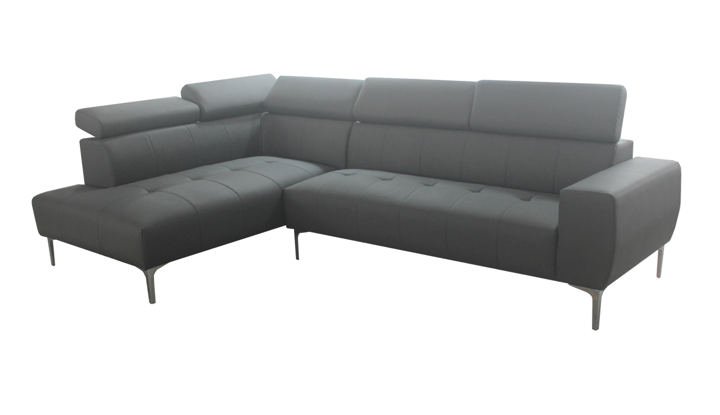 (RELAX DARK GREY LHF)- FABRIC SECTIONAL SOFA- WITH HEADRESTS