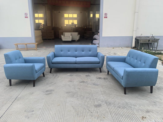 (SARAH BLUE SLC)- FABRIC SOFA + LOVESEAT + CHAIR- TEXT OR WHATSAPP 416 319 8851 FOR STOCK AVAILABILITY BEFORE PAYING