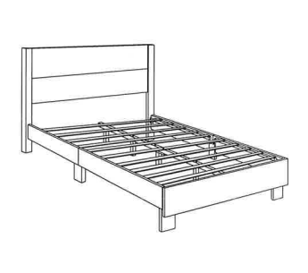 DOUBLE (FULL) SIZE- (2175 BLACK)- LEATHER BED FRAME- WITH SLATS
