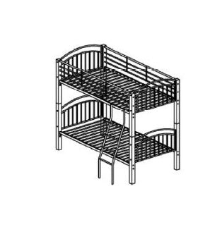 TWIN/ TWIN- (2910 BLACK)- METAL BUNK BED- WITH WOOD POSTS