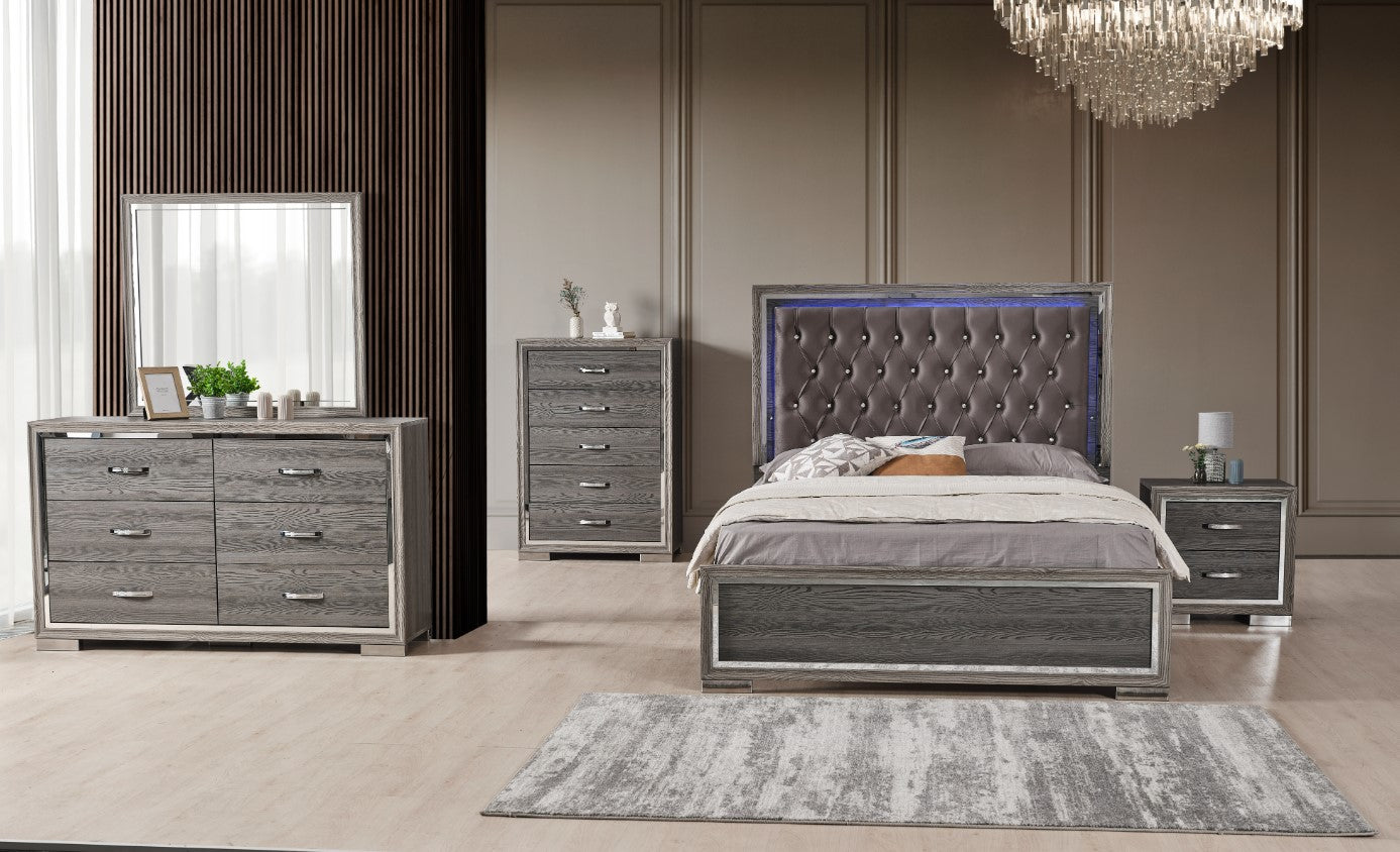 QUEEN SIZE- (SACRAMENTO GREY- 8 PC.)- BEDROOM SET- TEXT OR WHATSAPP 416 319 8851 FOR STOCK AVAILABILITY BEFORE PAYING