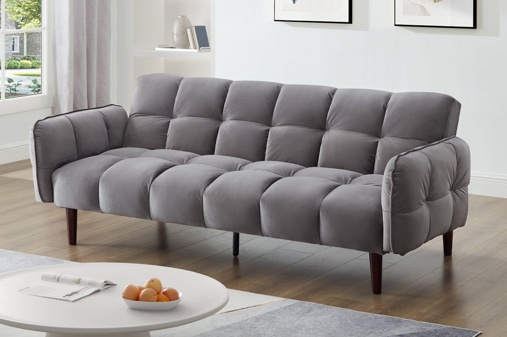 (1511 CHARCOAL)- 80" LONG- FABRIC KLIK KLAK SOFA BED- WITH ARMS