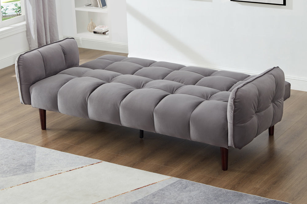 (1511 CHARCOAL)- 80" LONG- FABRIC KLIK KLAK SOFA BED- WITH ARMS