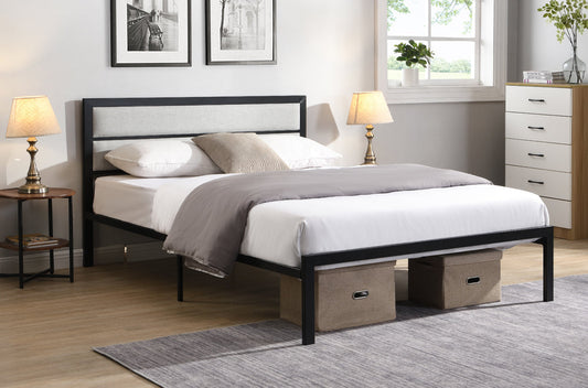 DOUBLE (FULL) SIZE- (2202 GREY)- METAL BED FRAME- WITH SLATTED PLATFORM