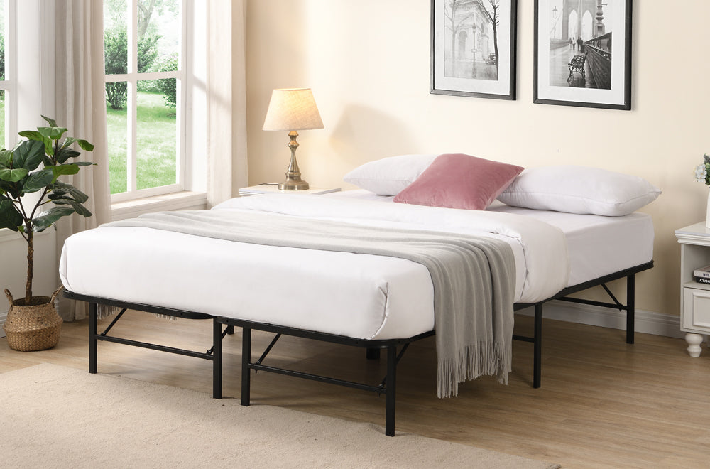 DOUBLE (FULL) SIZE- (2450 BLACK)- METAL BED FRAME- WITH PLATFORM- out of stock until may 28, 2024