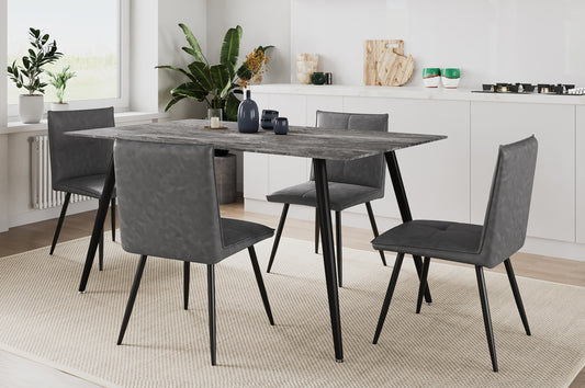 (3528- 282 GREY- 5)- 48" SINTERED STONE DINING TABLE- WITH 4 CHAIRS