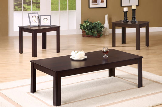 (5011 ESPRESSO)- WOOD COFFEE TABLE- WITH 2 SIDE TABLES
