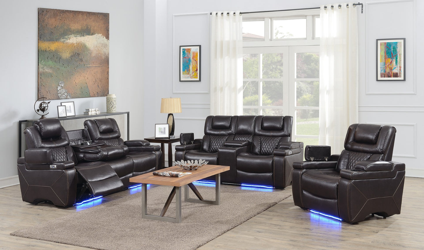 (TRANSFORMER SPEAKERS BROWN SLC)- LEATHER POWER RECLINER 3 PC SOFA SET- TEXT OR WHATSAPP @ 416 319 8851 FOR STOCK AVAILABILITY BEFORE PAYING