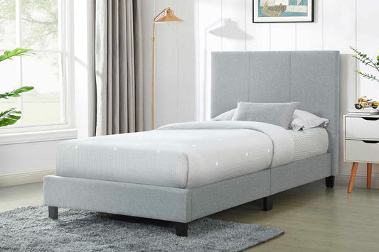TWIN (SINGLE) SIZE- (UPTOWN GREY)- FABRIC BED FRAME- WITH SLATS