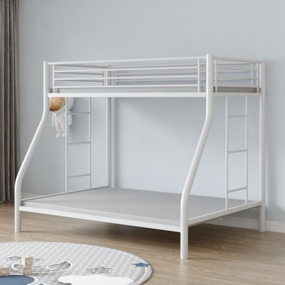TWIN/ DOUBLE- (112 WHITE)- METAL BUNK BED