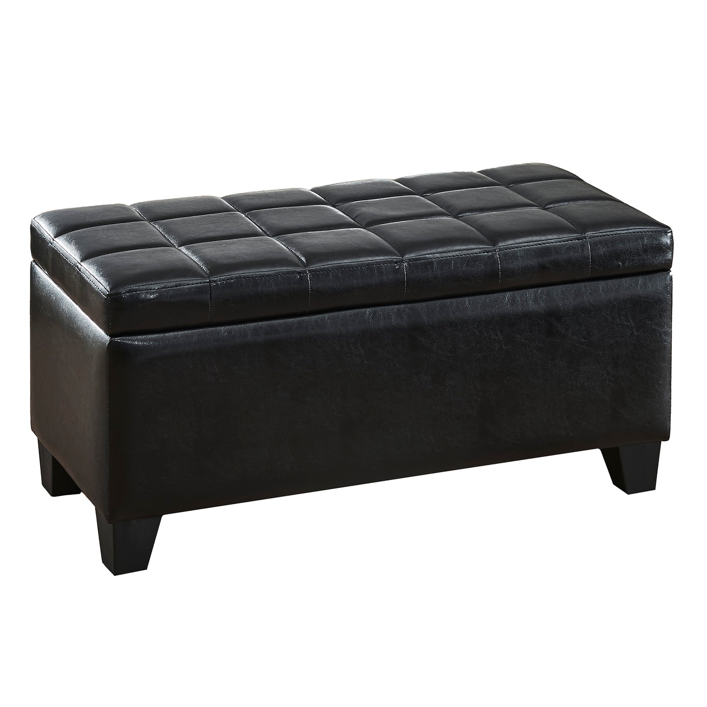 (WINSTON BLACK)- 35.5" LONG- LEATHER STORAGE BENCH