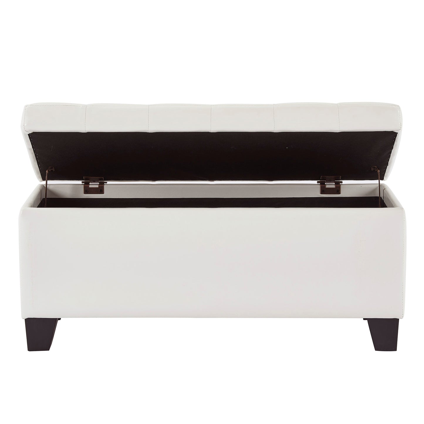 (WINSTON WHITE)- 35.5" LONG- LEATHER STORAGE BENCH