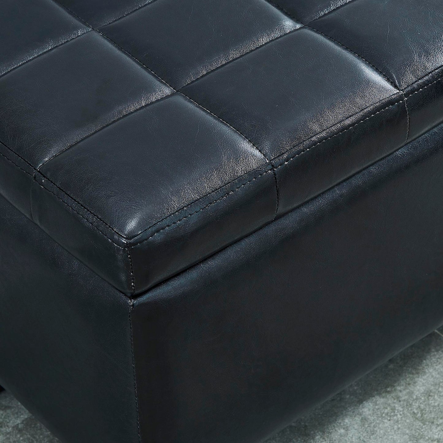 (WINSTON BLACK)- 35.5" LONG- LEATHER STORAGE BENCH