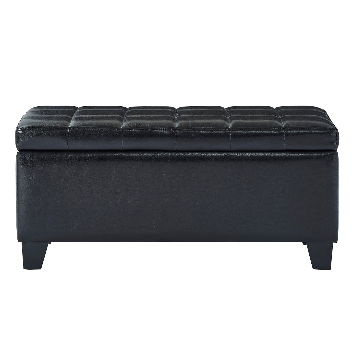 (WINSTON BLACK)- 35.5" LONG- LEATHER STORAGE BENCH