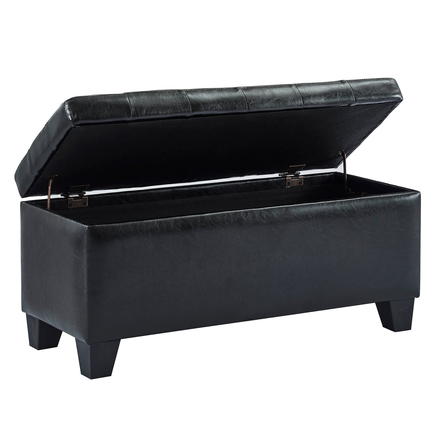 (WINSTON BLACK)- 35.5" LONG- LEATHER STORAGE BENCH