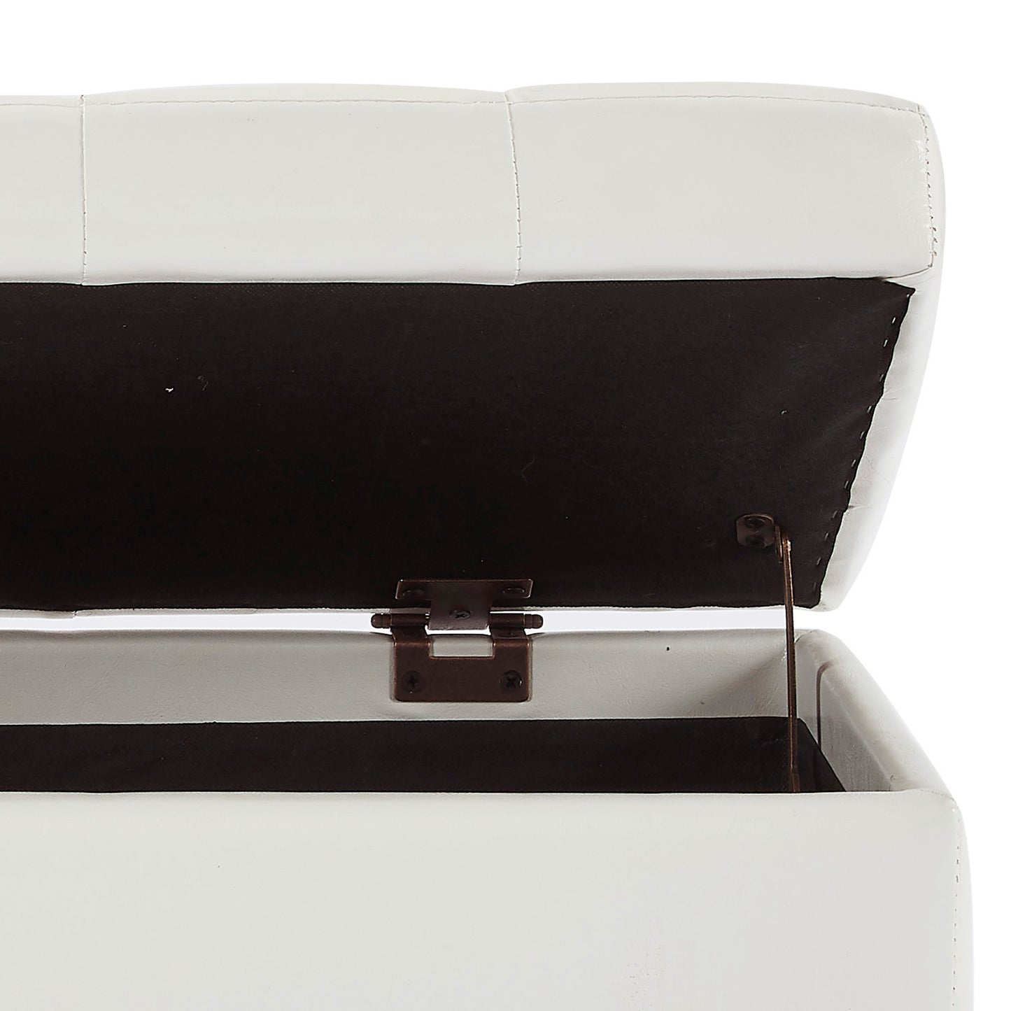 (WINSTON WHITE)- 35.5" LONG- LEATHER STORAGE BENCH