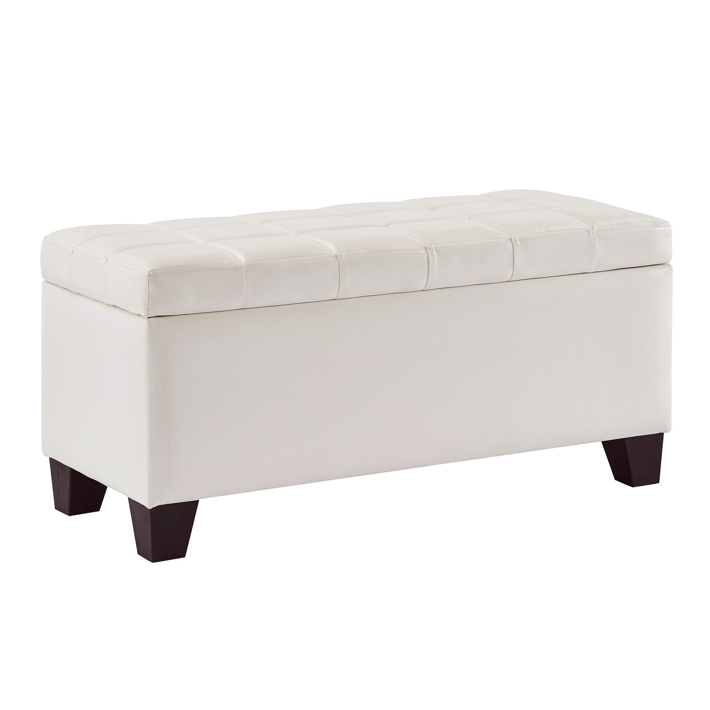 (WINSTON WHITE)- 35.5" LONG- LEATHER STORAGE BENCH