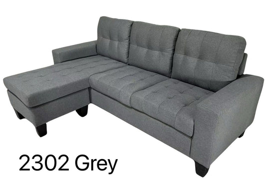 (2302 grey)- REVERSIBLE- FABRIC SECTIONAL SOFA