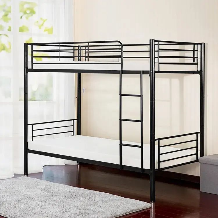 TWIN/ TWIN- (111 BLACK)- DETACHABLE- METAL BUNK BED- WITH SLATTED PLATFORM
