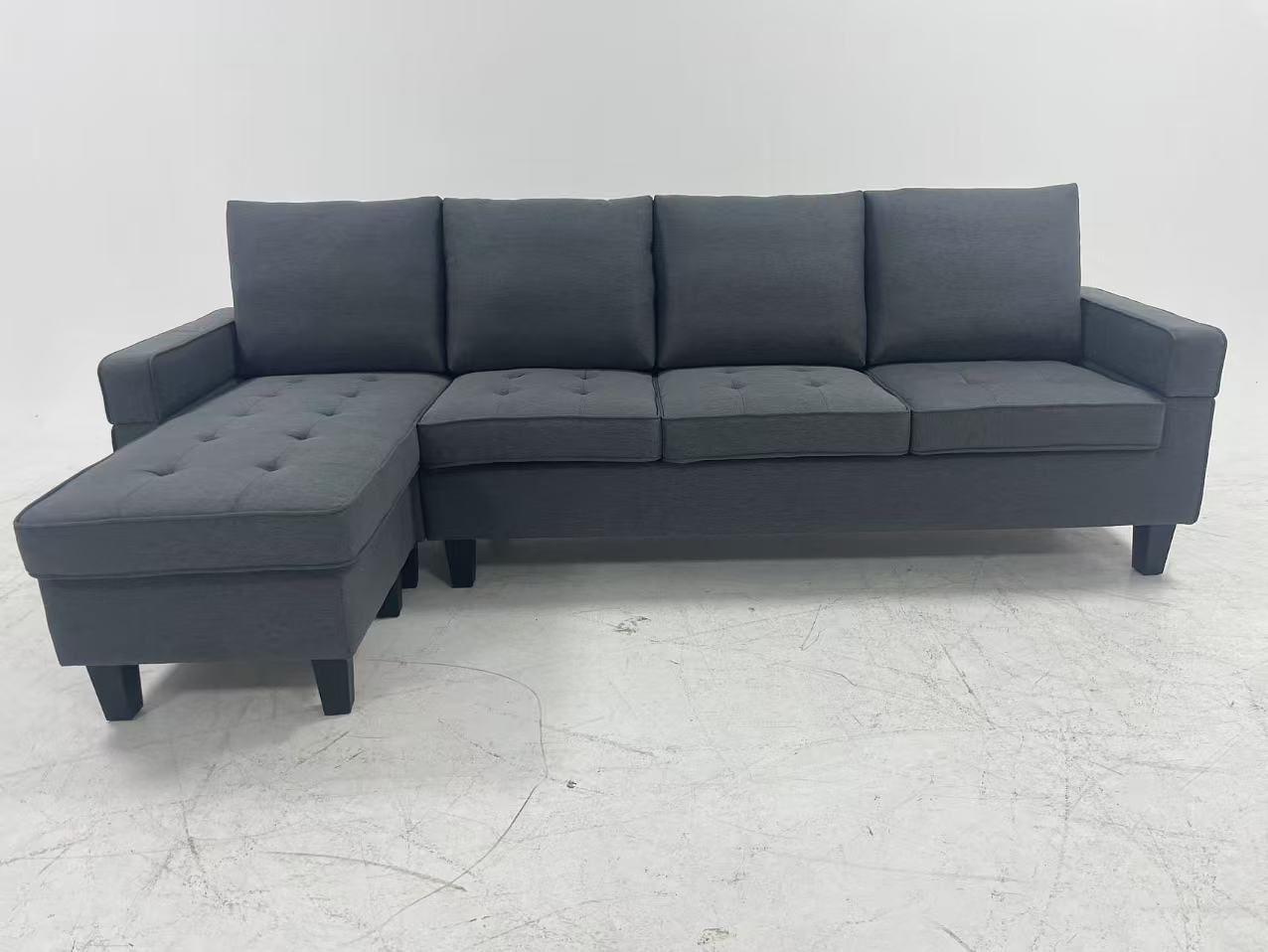 (2409 BLACK)- REVERSIBLE- FABRIC 4 SEATER SECTIONAL SOFA