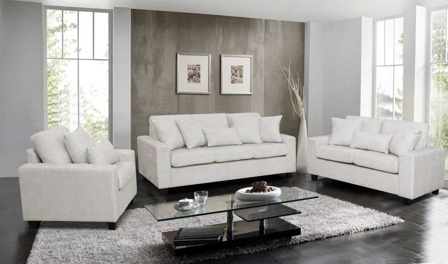 (ZACH BEIGE SLC)- FABRIC SOFA + LOVESEAT + CHAIR- TEXT OR WHATSAPP 416 319 8851 FOR STOCK AVAILABILITY BEFORE PAYING