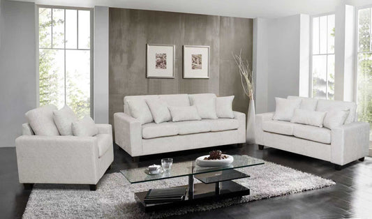(ZACH BEIGE SLC)- FABRIC SOFA + LOVESEAT + CHAIR- TEXT OR WHATSAPP 416 319 8851 FOR STOCK AVAILABILITY BEFORE PAYING