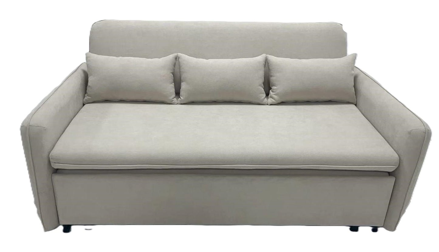 (2503 CREAM)- 63" LONG- FABRIC LOVESEAT BED