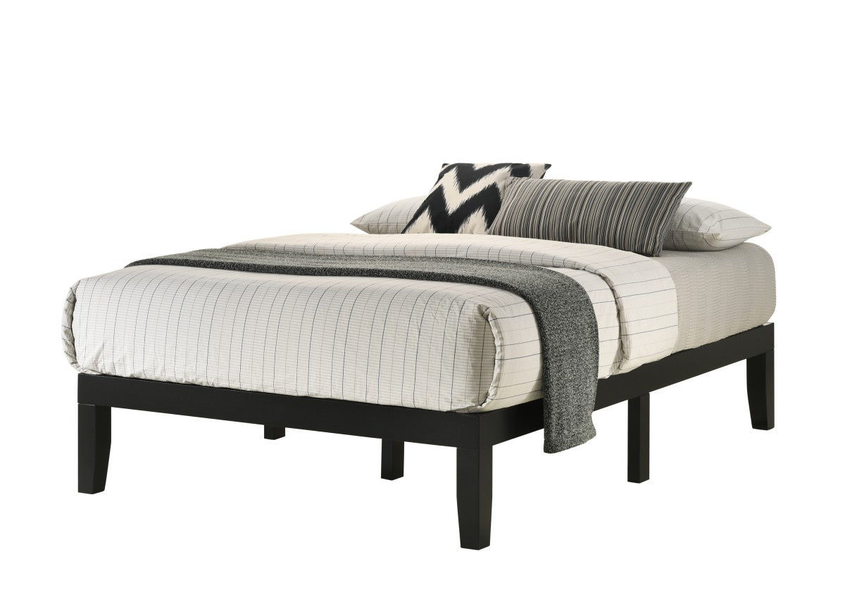 QUEEN SIZE- (529 BLACK)- WOOD PLATFORM BED FRAME- WITH SLATS