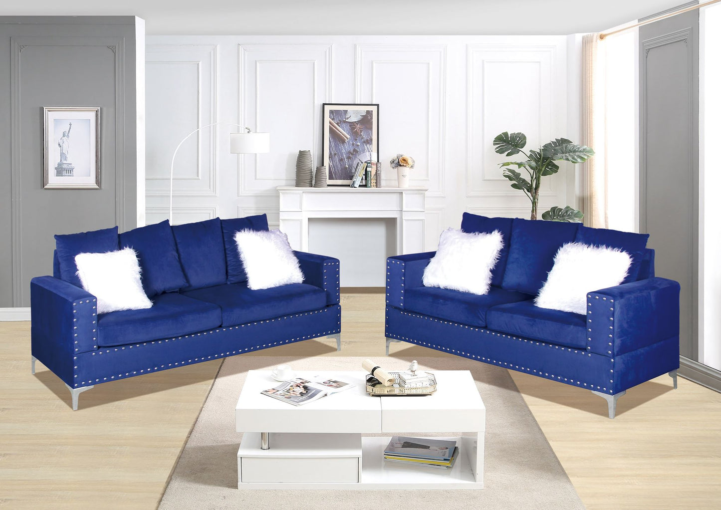 (ANDY BLUE SLC)- VELVET SOFA + LOVESEAT + CHAIR- TEXT OR WHATSAPP 416 319 8851 FOR STOCK AVAILABILITY BEFORE PAYING