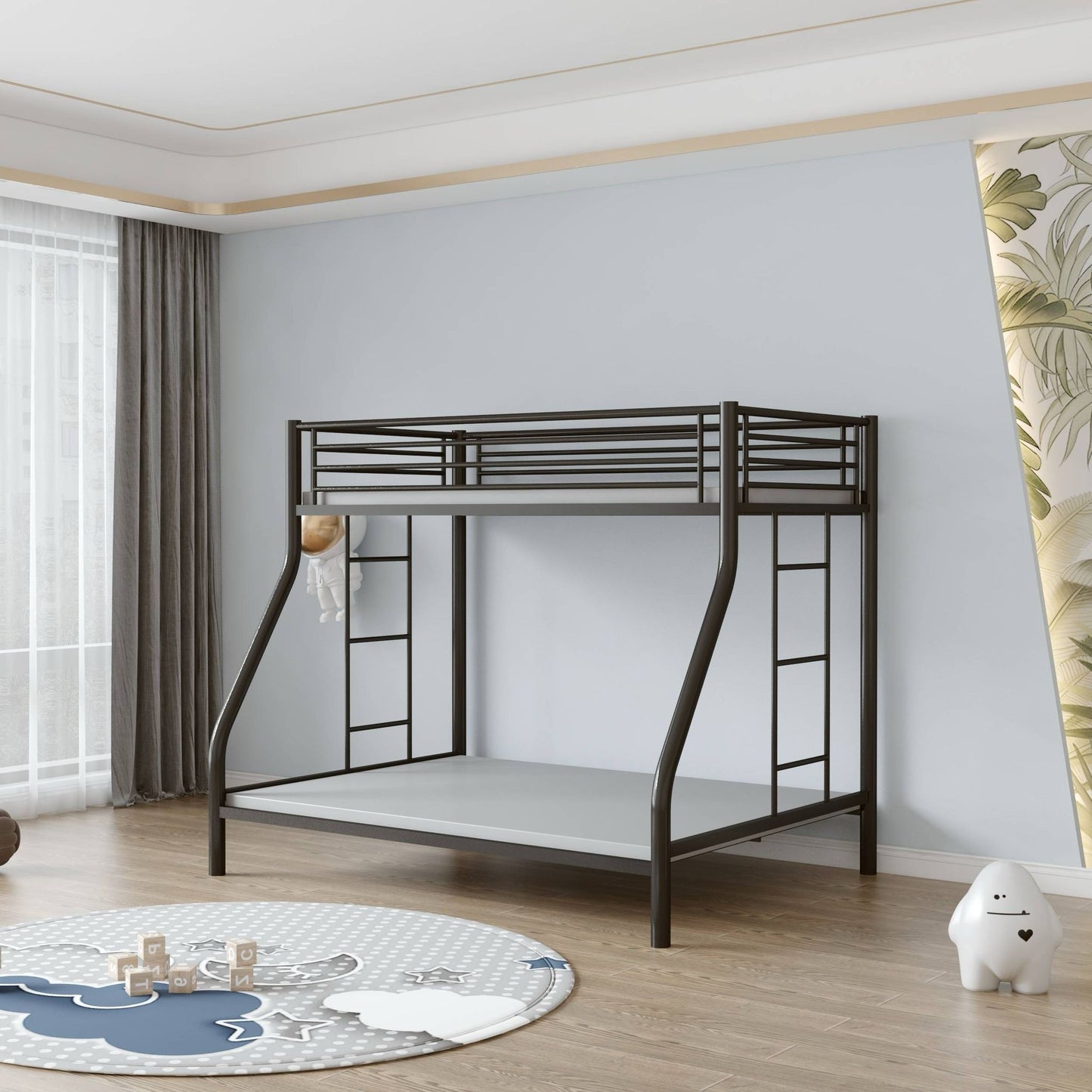TWIN/ DOUBLE- (112 BLACK)- METAL BUNK BED