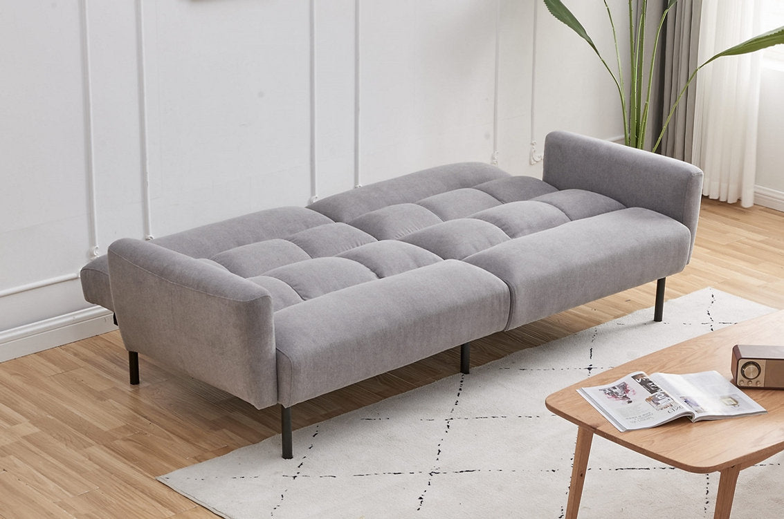 (8041 GREY)- FABRIC KLIK KLAK SOFA BED- WITH ARMS