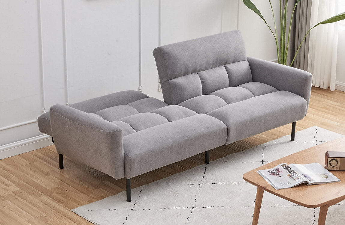 (8041 GREY)- FABRIC KLIK KLAK SOFA BED- WITH ARMS