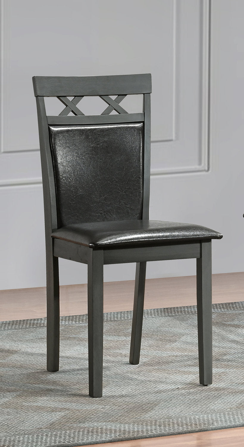 (1097 GREY AND BLACK- 2 PACK)- LEATHER DINING CHAIRS
