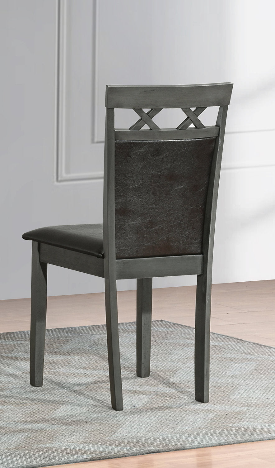 (1097 GREY AND BLACK- 2 PACK)- LEATHER DINING CHAIRS