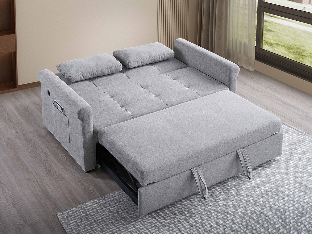 (9045 GREY)- 64" LONG- FABRIC LOVESEAT BED