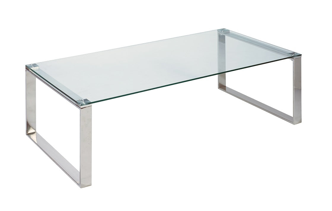 (DAVID RECTANGLE CHROME- 1)- GLASS COFFEE TABLE