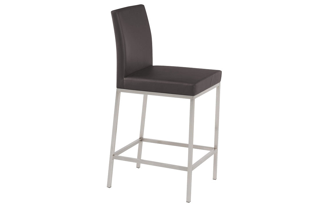 (HAVANA BLACK- 2 PACK)- LEATHER- FIXED HEIGHT COUNTER STOOLS