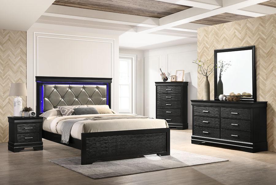 QUEEN SIZE- (JEWEL BLACK- 8 PC.)- BEDROOM SET- TEXT OR WHATSAPP 416 319 8851 FOR STOCK AVAILABILITY BEFORE PAYING