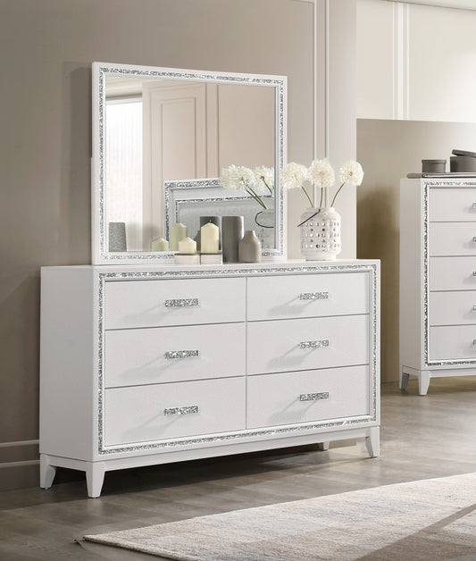 (PEARL WHITE- 6)- DRESSER + MIRROR- TEXT OR WHATSAPP 416 319 8851 FOR STOCK AVAILABILITY BEFORE PAYING