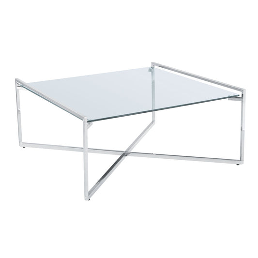(PORTO SQUARE CHROME- 1)- GLASS COFFEE TABLE