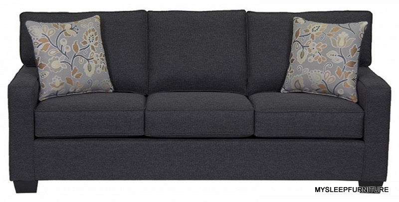 (0907 GREY- 60)- FABRIC- PILLOW BACK- CANADIAN MADE- SOFA- WITH PULL OUT BED- (DELIVERY AFTER 3 MONTHS)