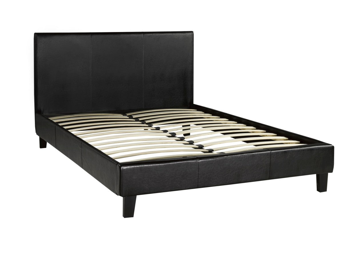 DOUBLE (FULL) SIZE- (1001 ESPRESSO)- LEATHER- BED FRAME- WITH SLATS